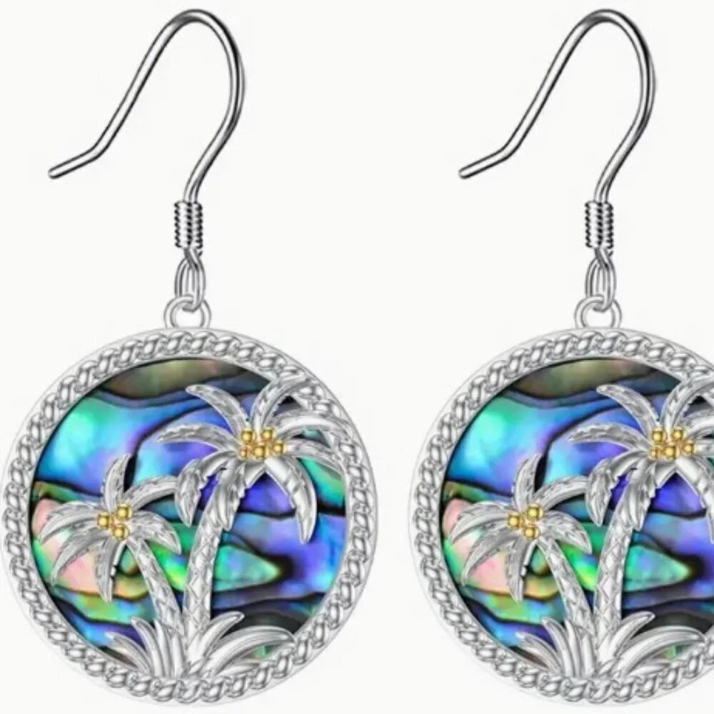 Cute Coconut Trees Round Hook Earrings